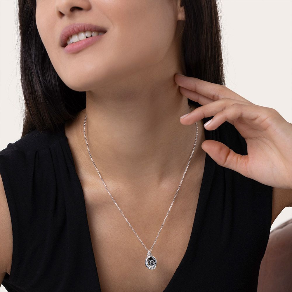 Vestopazzo Moon/Egyptian Eye Pendant Necklace (LO53160) - Silver