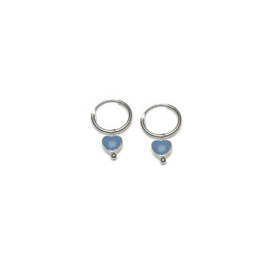 Vestopazzo Denim Heart Hoop Earrings (LO80282) - Silver