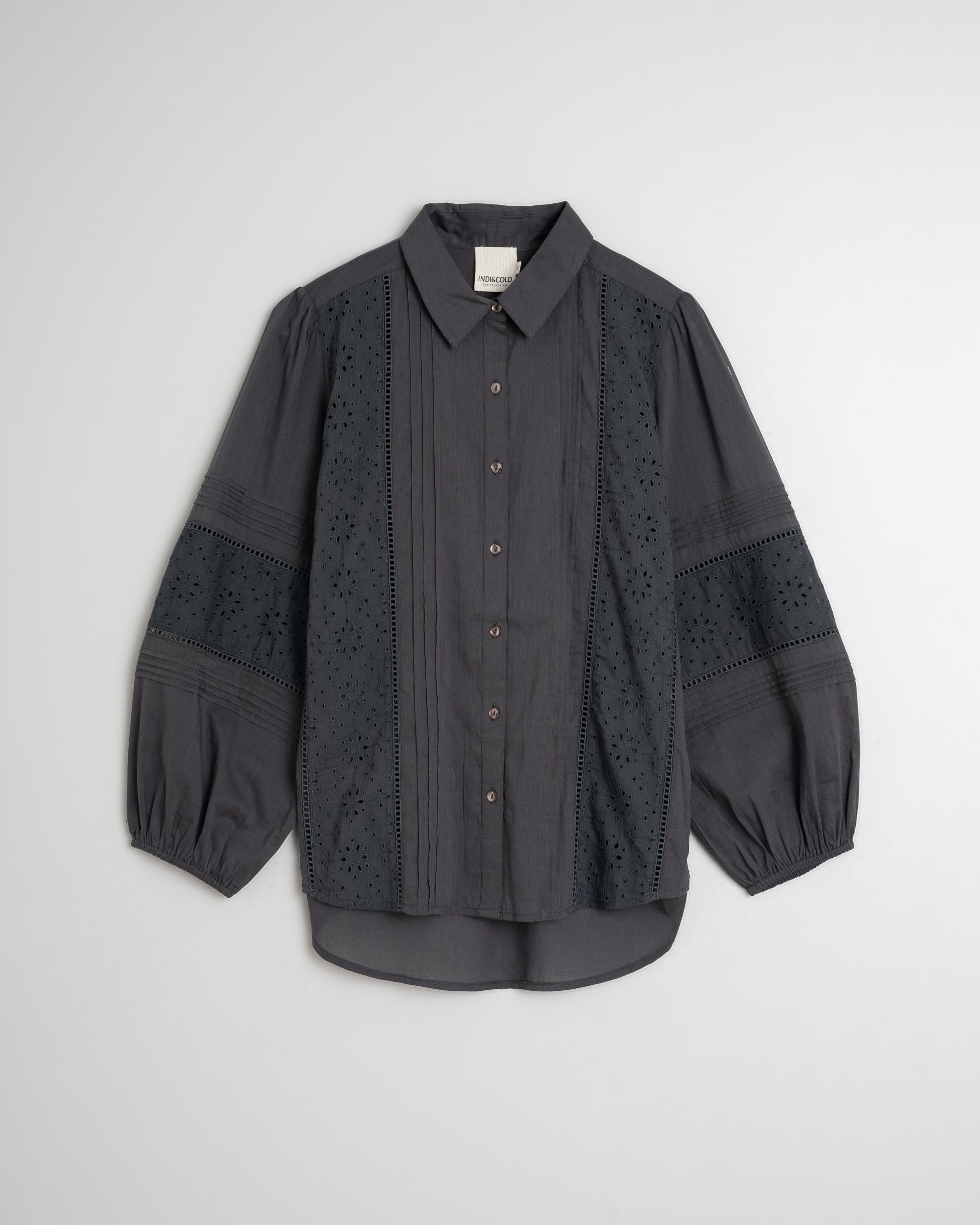 Indi & Cold Embroidered Voile Shirt (MC113) - Carbon