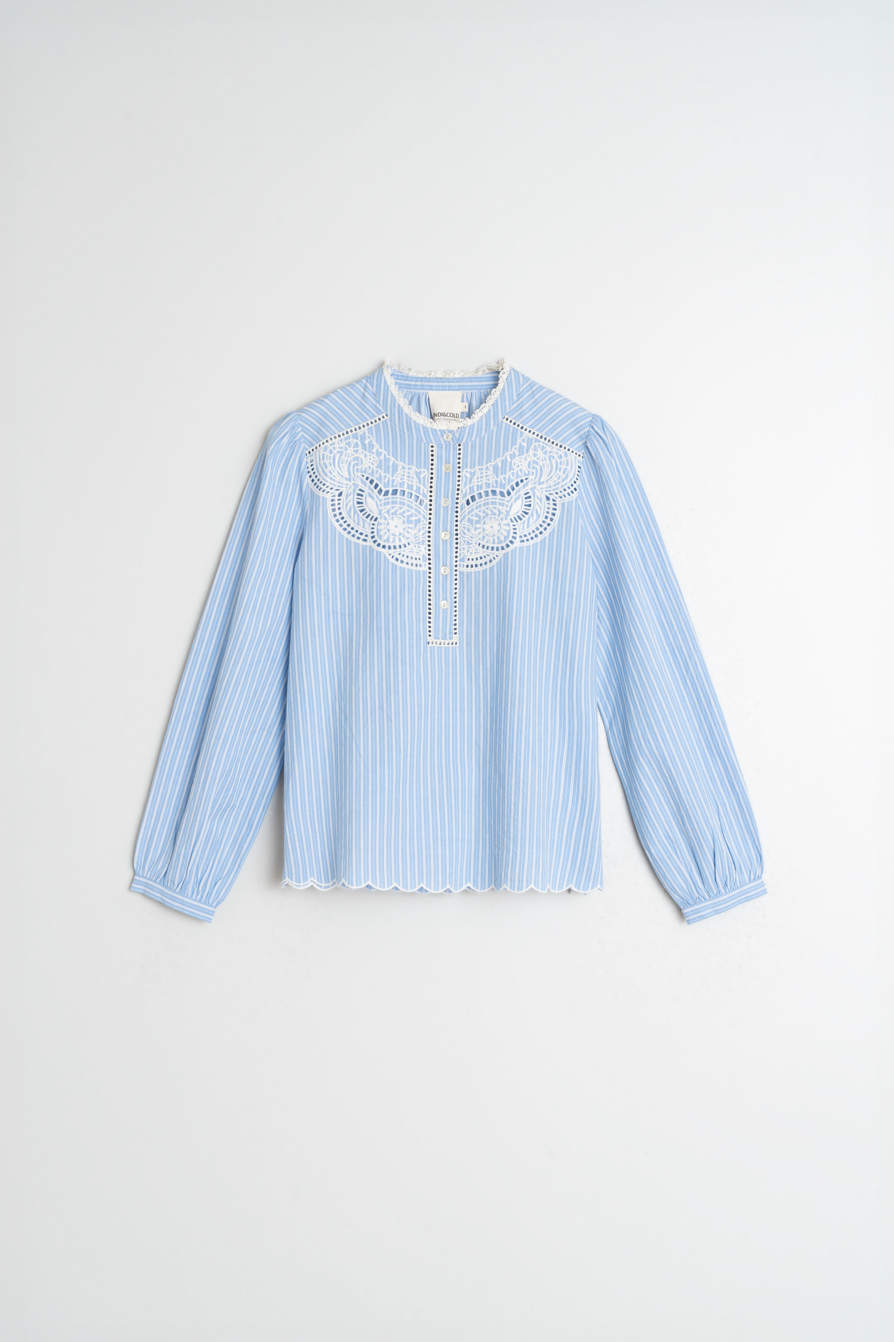 Indi & Cold Embroidered Poplin Blouse (MC230) - Azul
