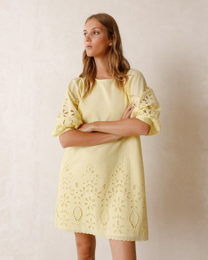 Indi & Cold Embroidered Cutout Dress (MC286) - Pistacho