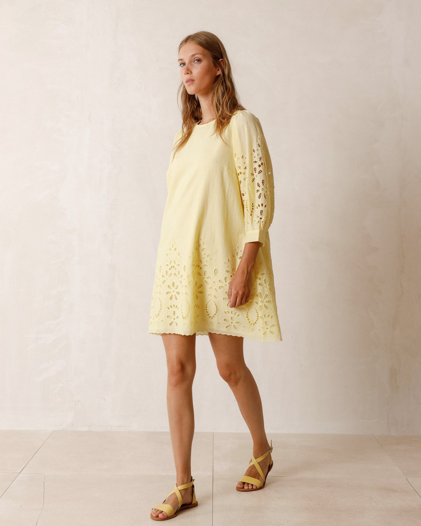 Indi & Cold Embroidered Cutout Dress (MC286) - Pistacho