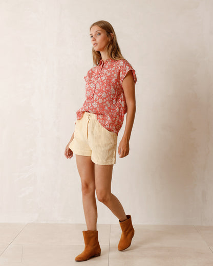 Indi & Cold Cap Sleeve Shirt (MI195) - Rosa Acido