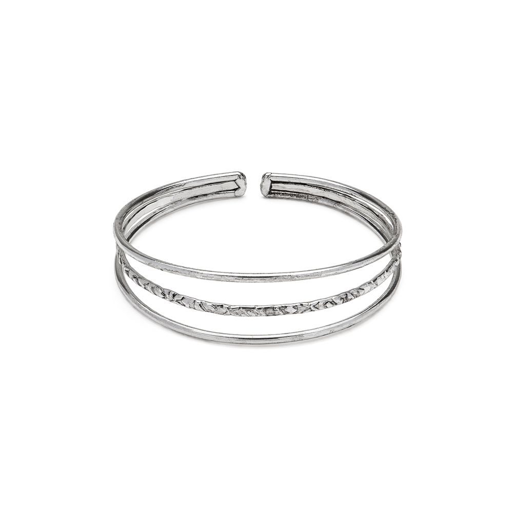 Vestopazzo Three Line Open Bangle Bracelet (MI2097) - Silver