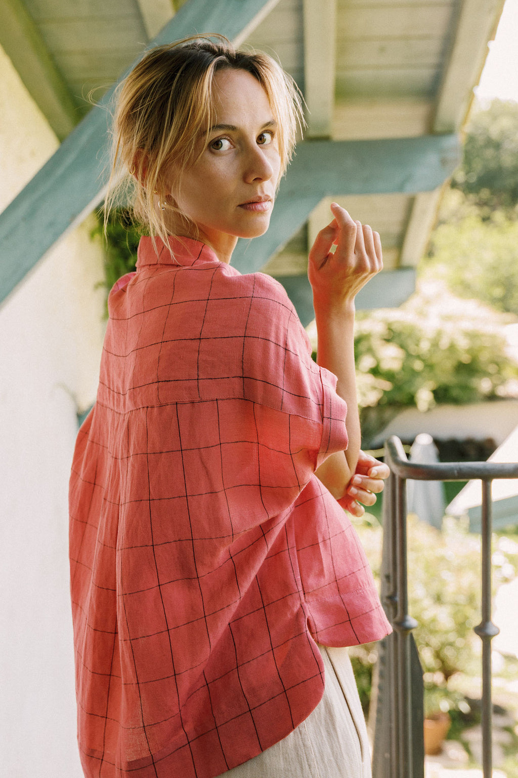 Indi & Cold Windowpane Check Shirt (MI221) - Sandia