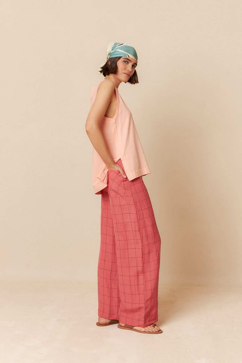 Indi & Cold Windowpane Check Pants (MI224) - Sandia