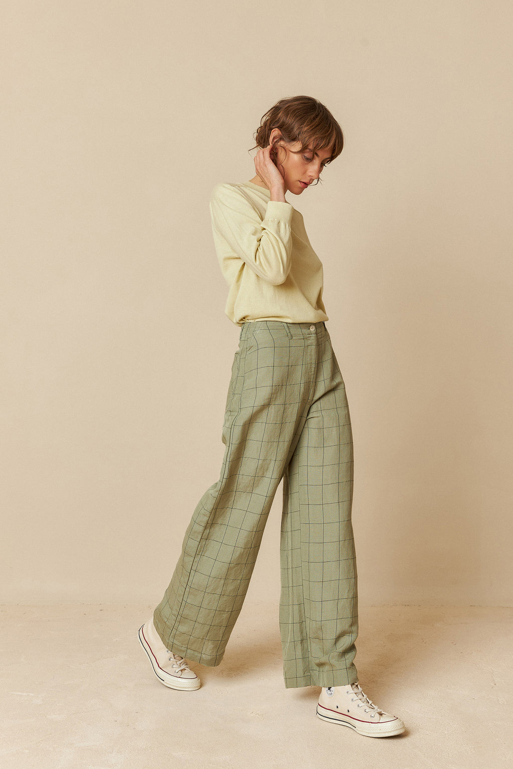 Indi & Cold Windowpane Check Pants (MI224) - Liquen