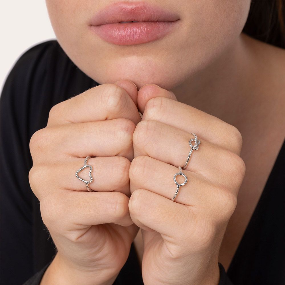 Vestopazzo Round/Heart/Infinity 3 Set Rings (MI5057) - Silver