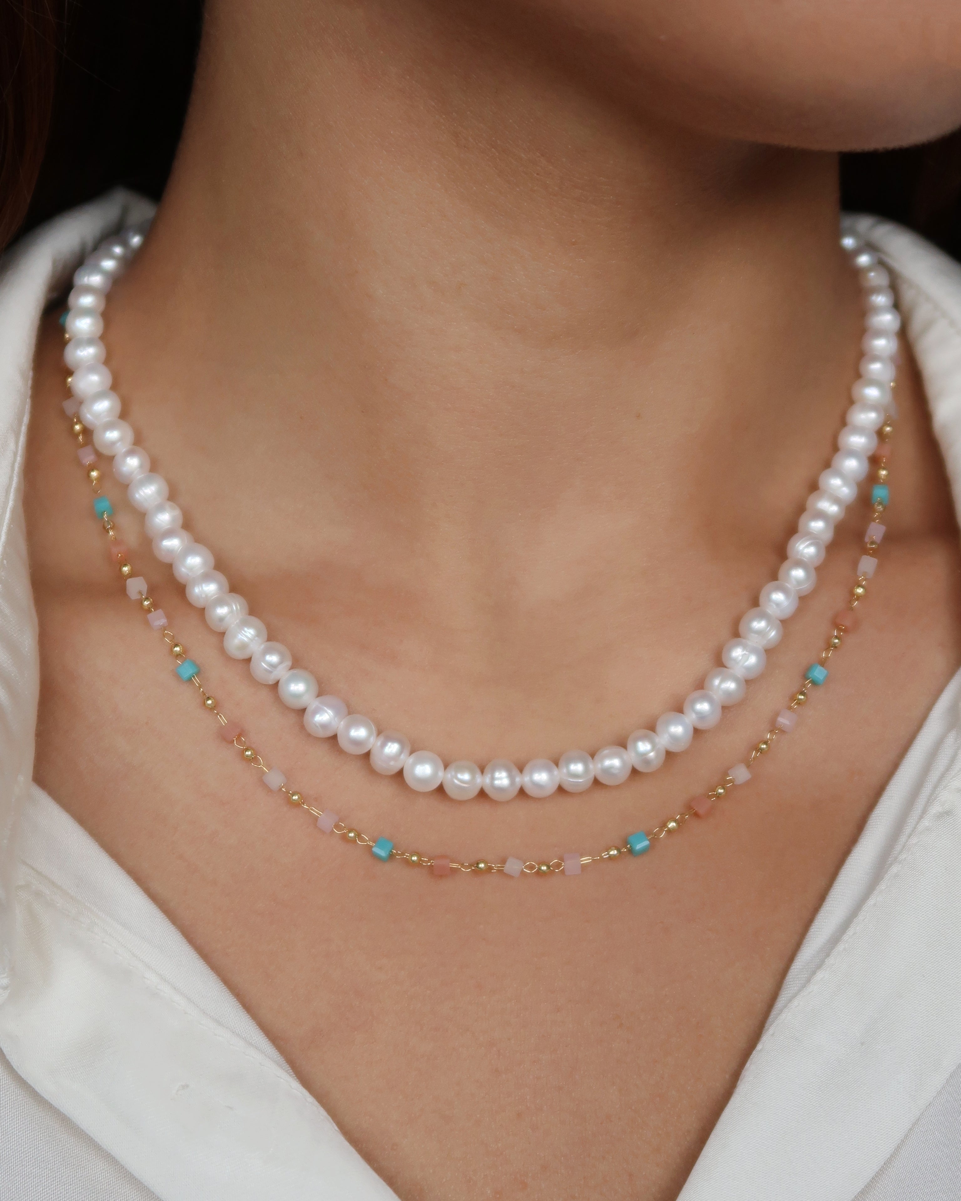 Round pearl deals necklace