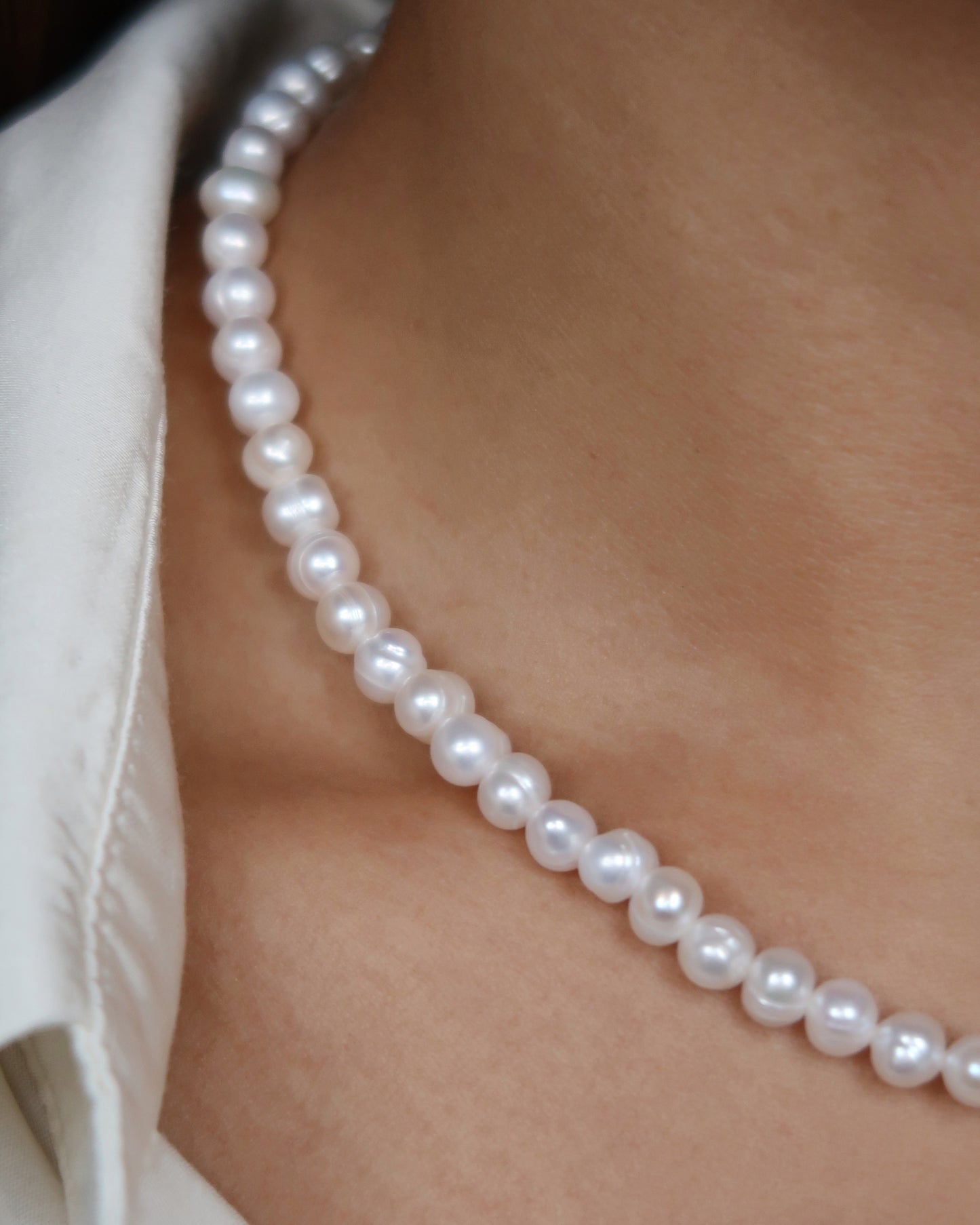 Maya Melbourne Round Pearl Necklace Small - Silver Clasp
