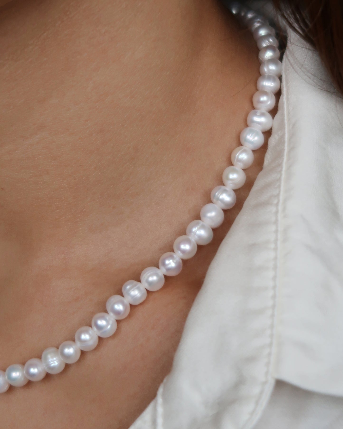 Maya Melbourne Round Pearl Necklace Small - Silver Clasp