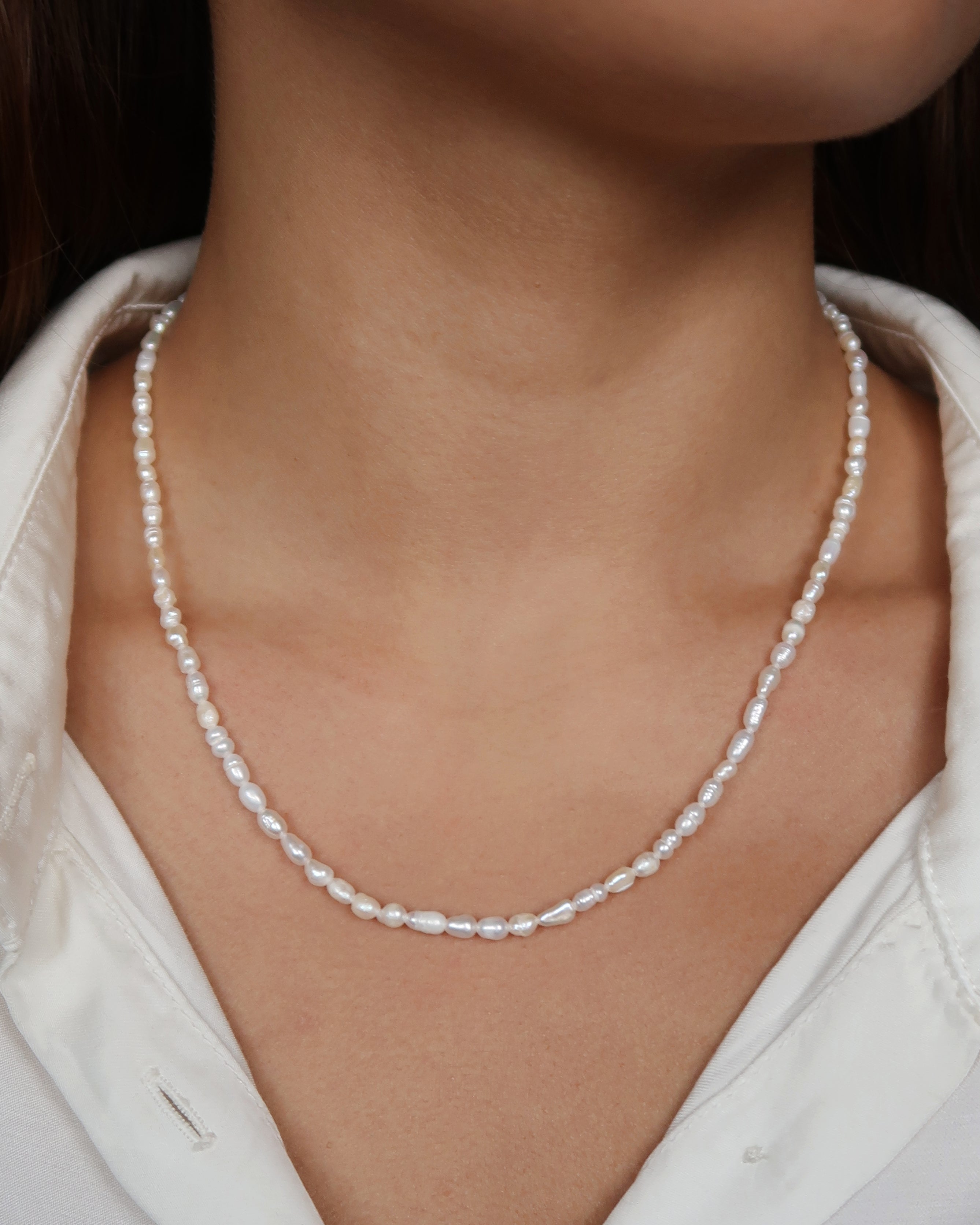 Maya Melbourne Rice Pearl Necklace Medium - Gold Clasp