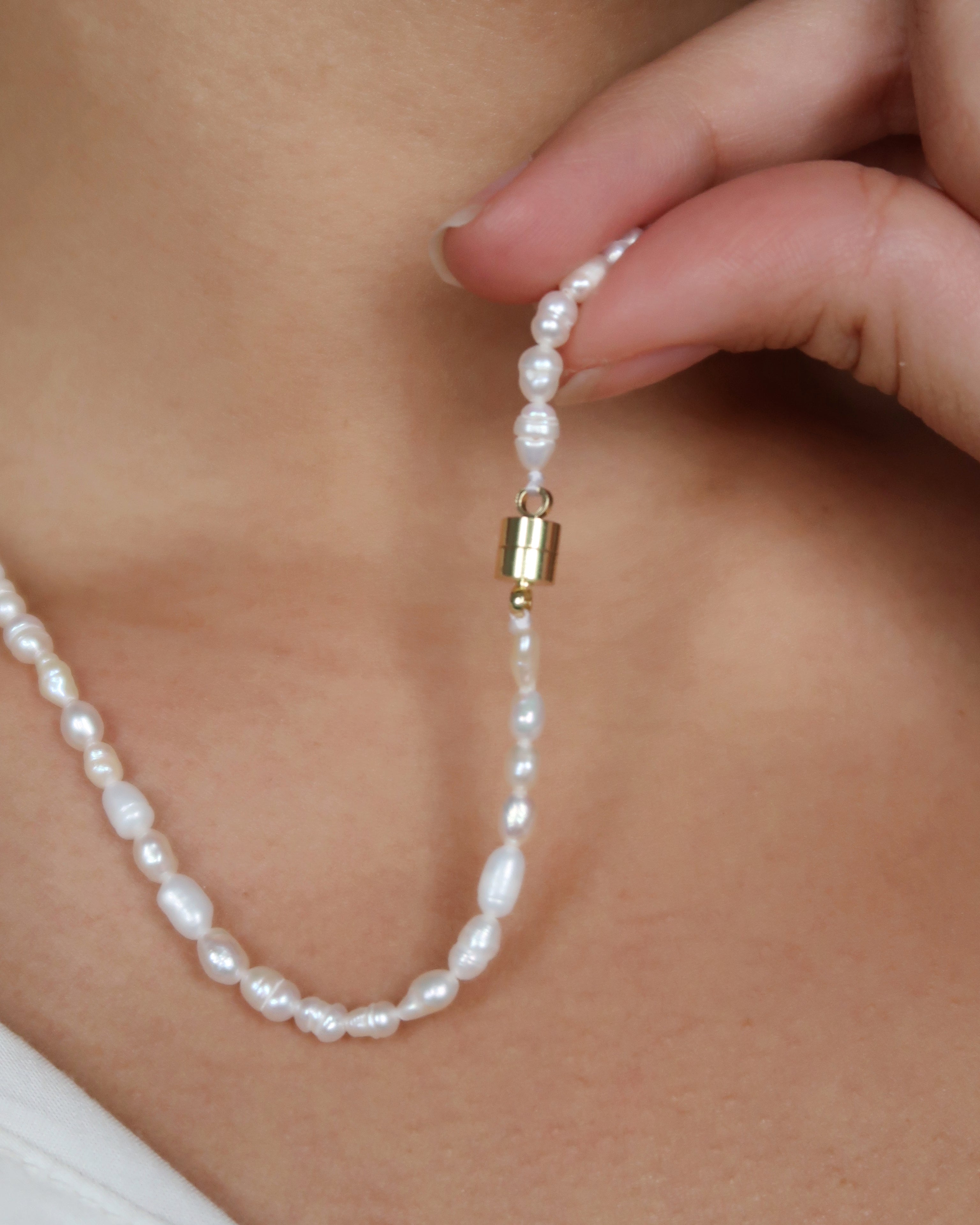 Rice pearl gold deals necklace