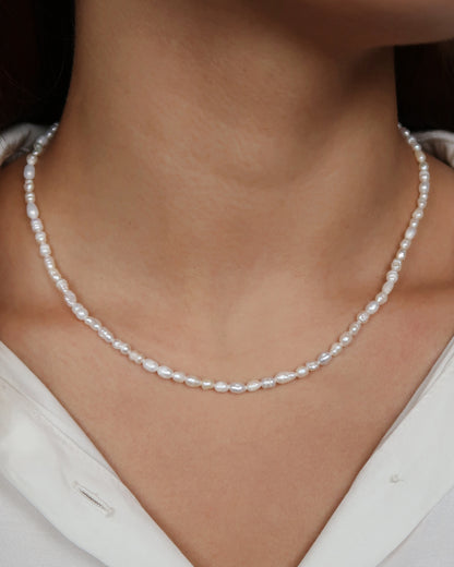 Maya Melbourne Rice Pearl Necklace Small - Silver Clasp