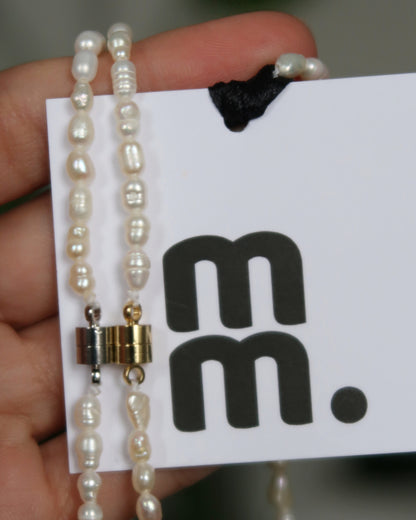 Maya Melbourne Rice Pearl Necklace Medium - Silver Clasp