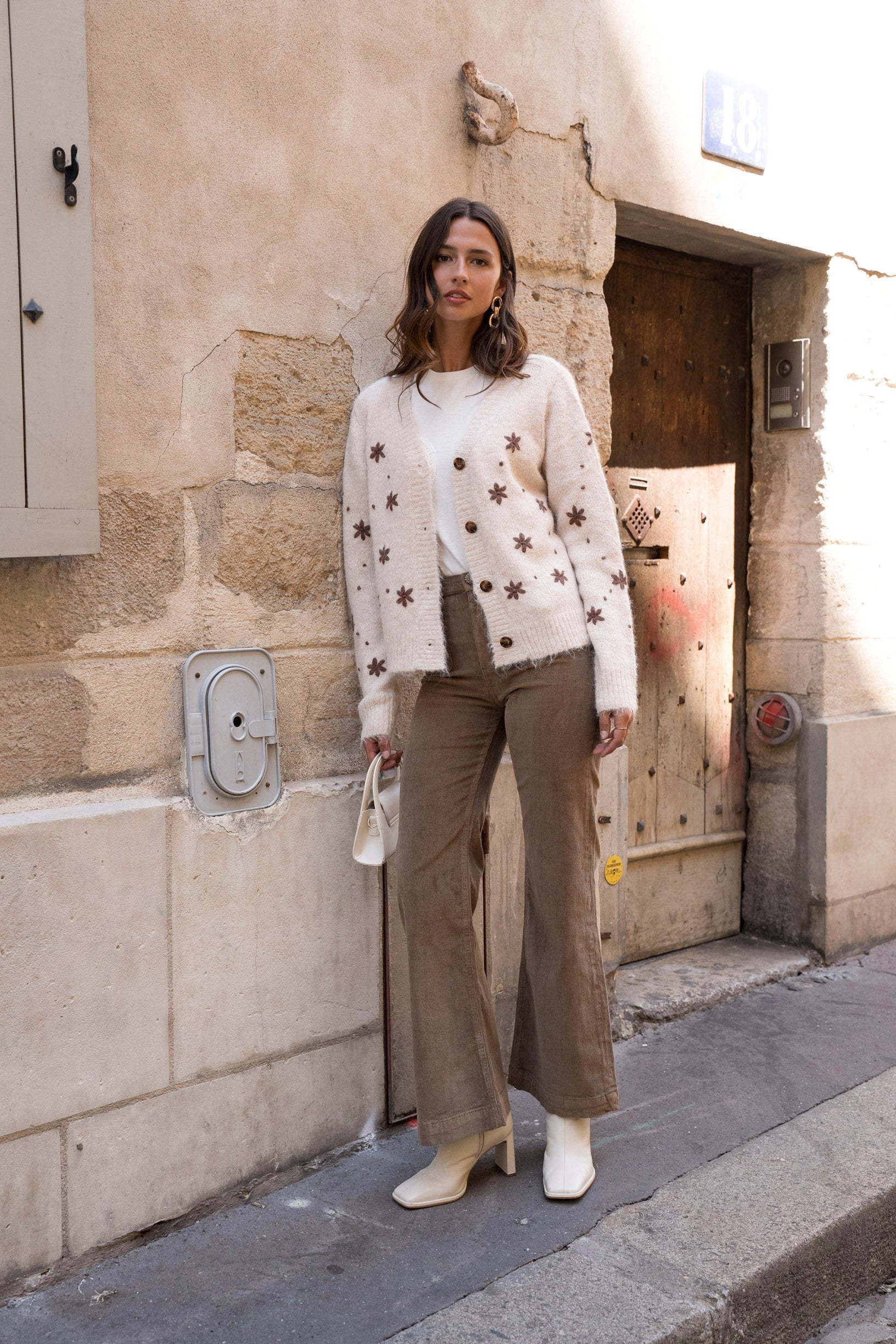 Maison Onado Rosette Cardigan - Beige
