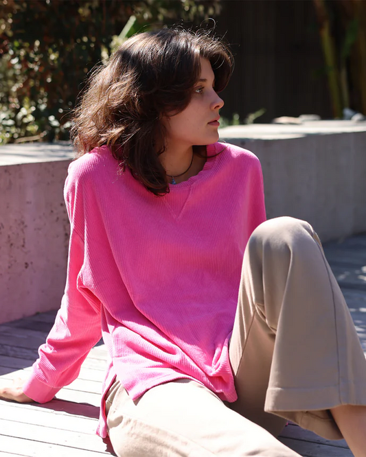 Maya Melbourne Hazel Corduroy Crew Top - Pink