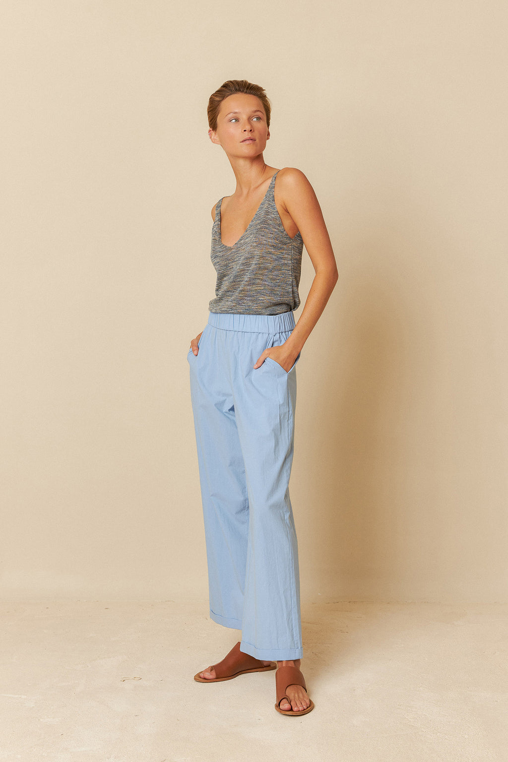Indi & Cold Poplin Crop Pant (NJ291) - Cielo