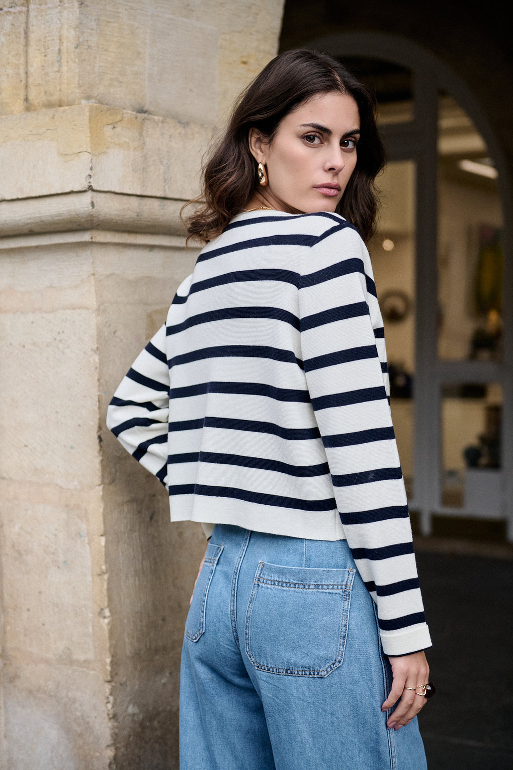 Nathael Paris Thomas Cardigan - Navy/White