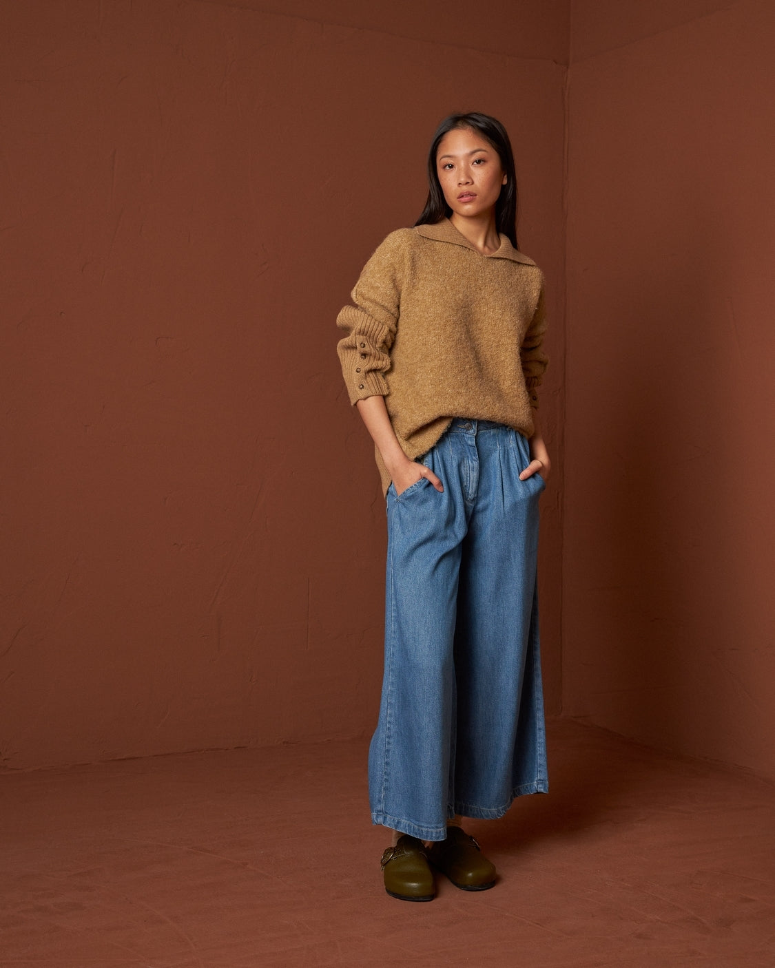 Indi & Cold Polo Collar Jumper (RD410) - Beige
