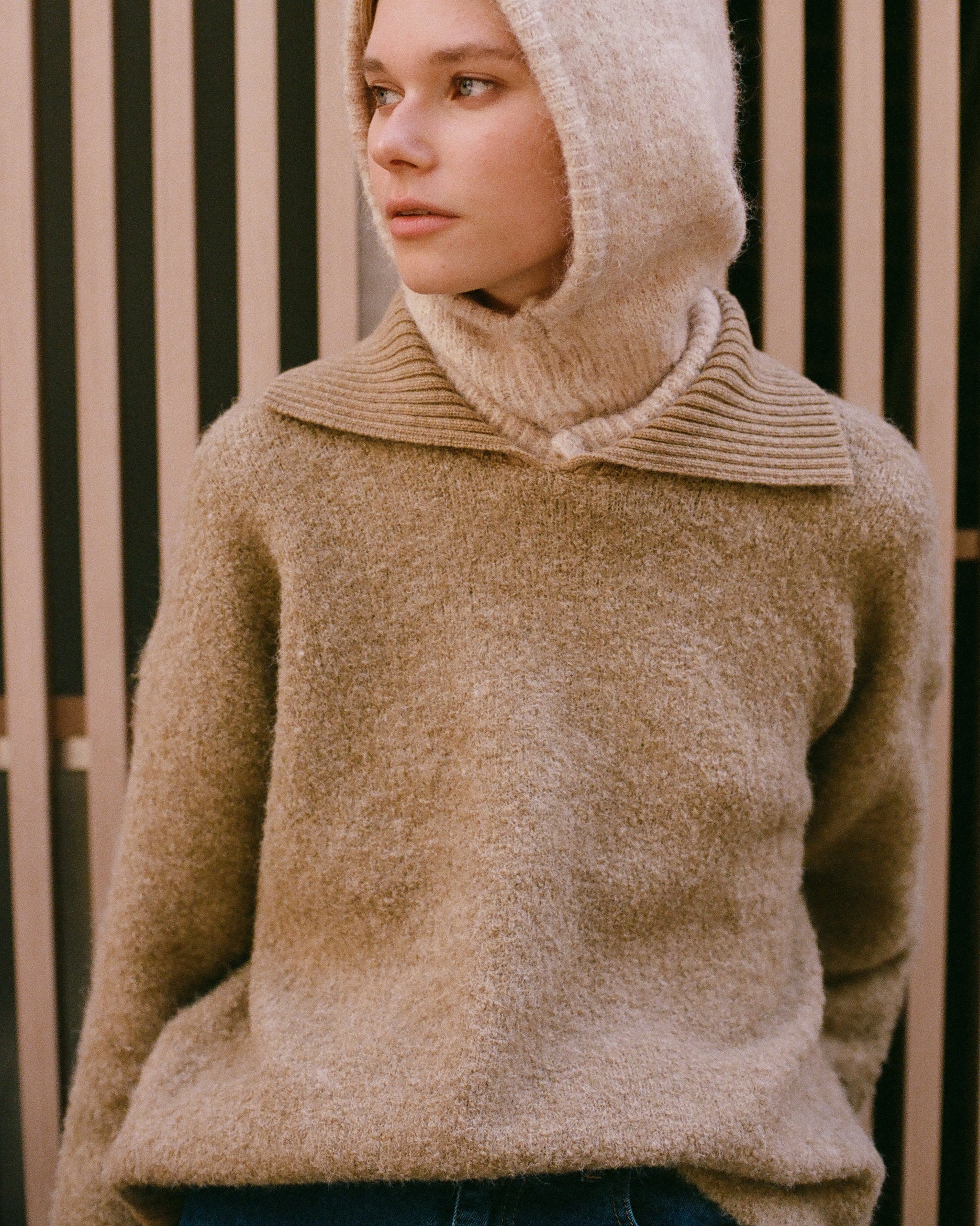 Indi & Cold Polo Collar Jumper (RD410) - Beige