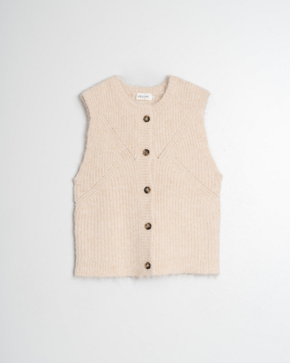 Indi & Cold Ribbed Knitted Vest (RD435) - Crudo