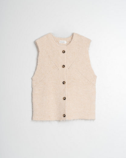 Indi & Cold Ribbed Knitted Vest (RD435) - Crudo