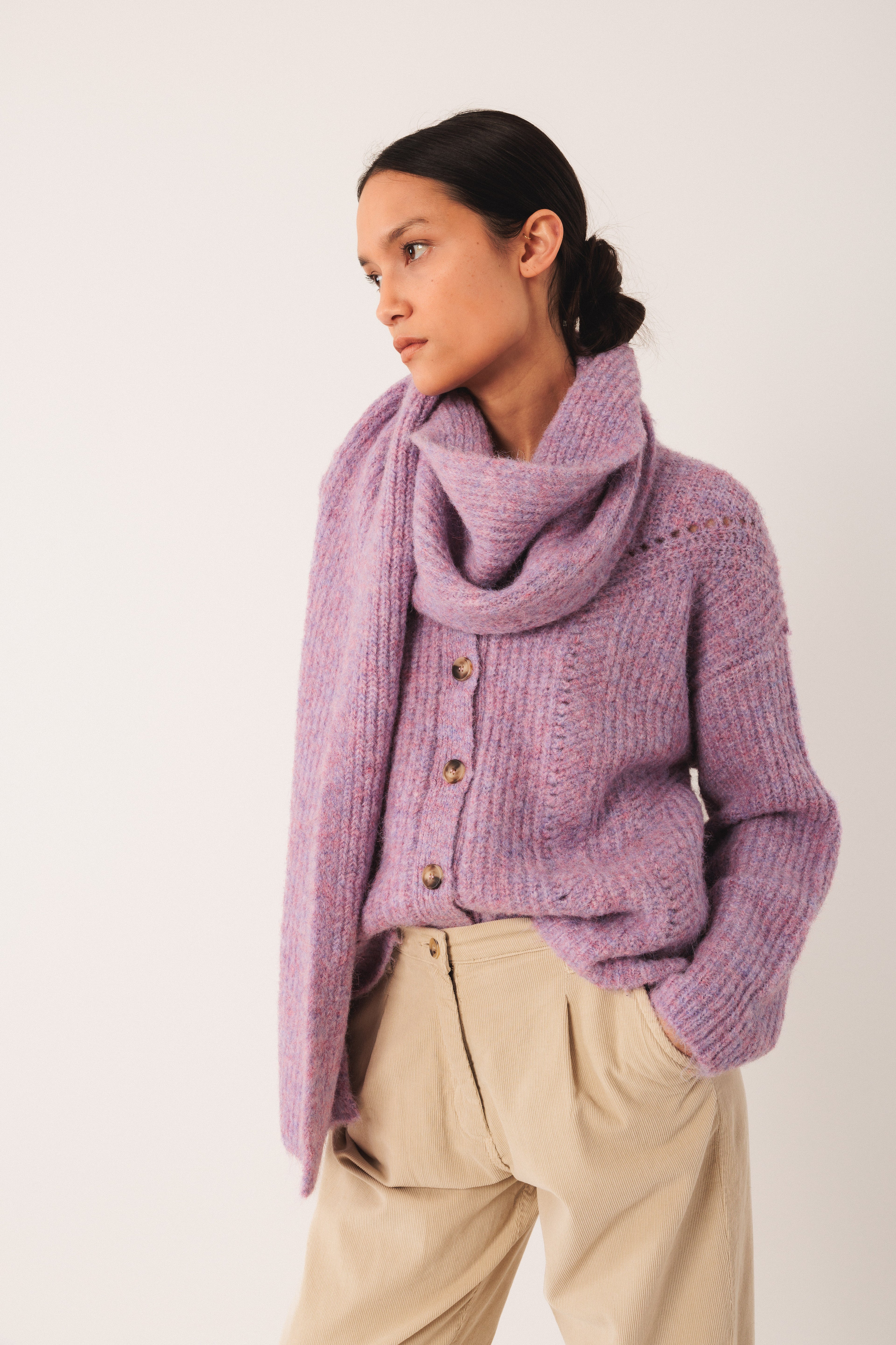 Indi & Cold Colourful Knitted Scarf (RD700) - Malva