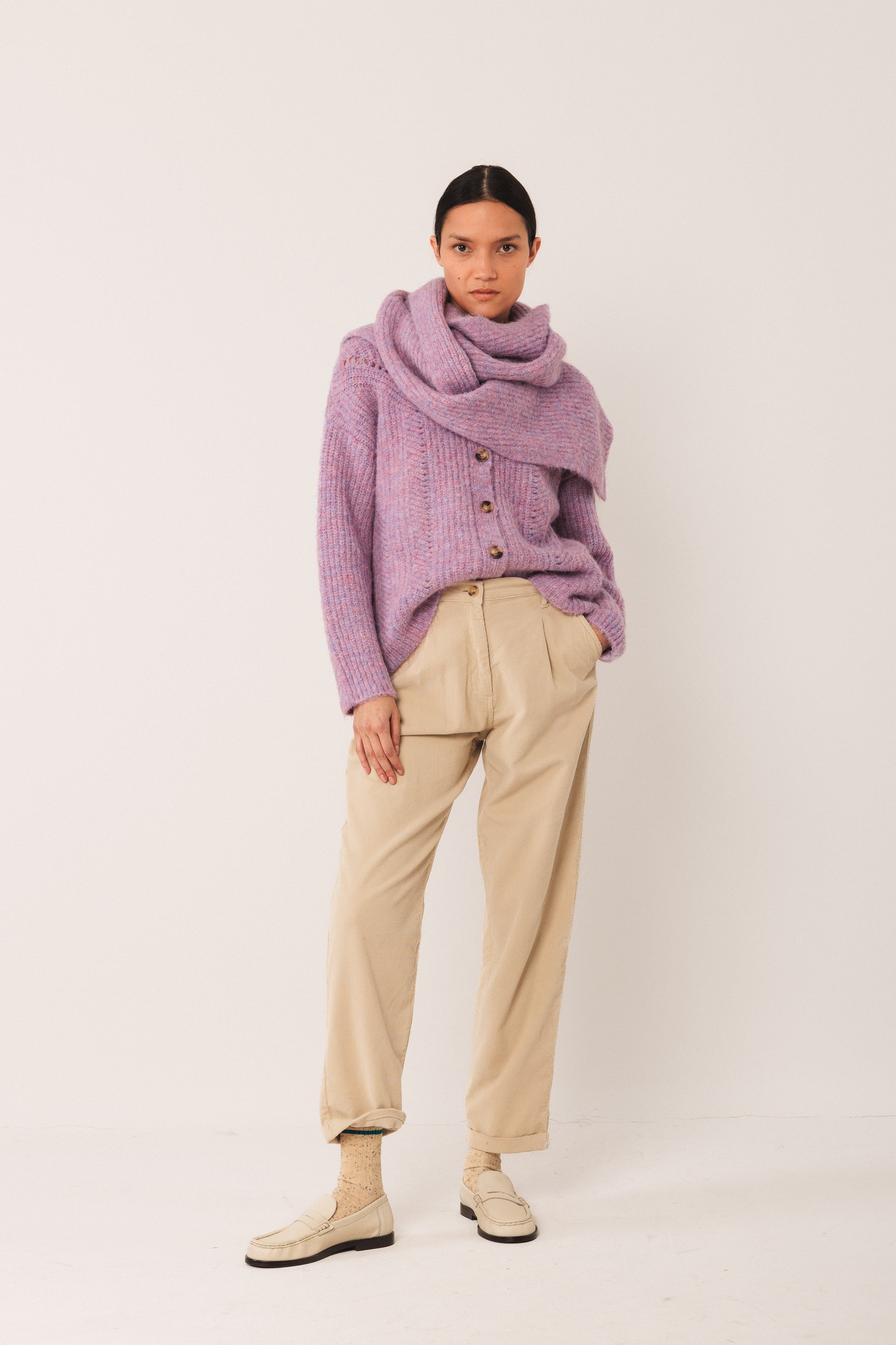 Indi & Cold Colourful Knitted Scarf (RD700) - Malva