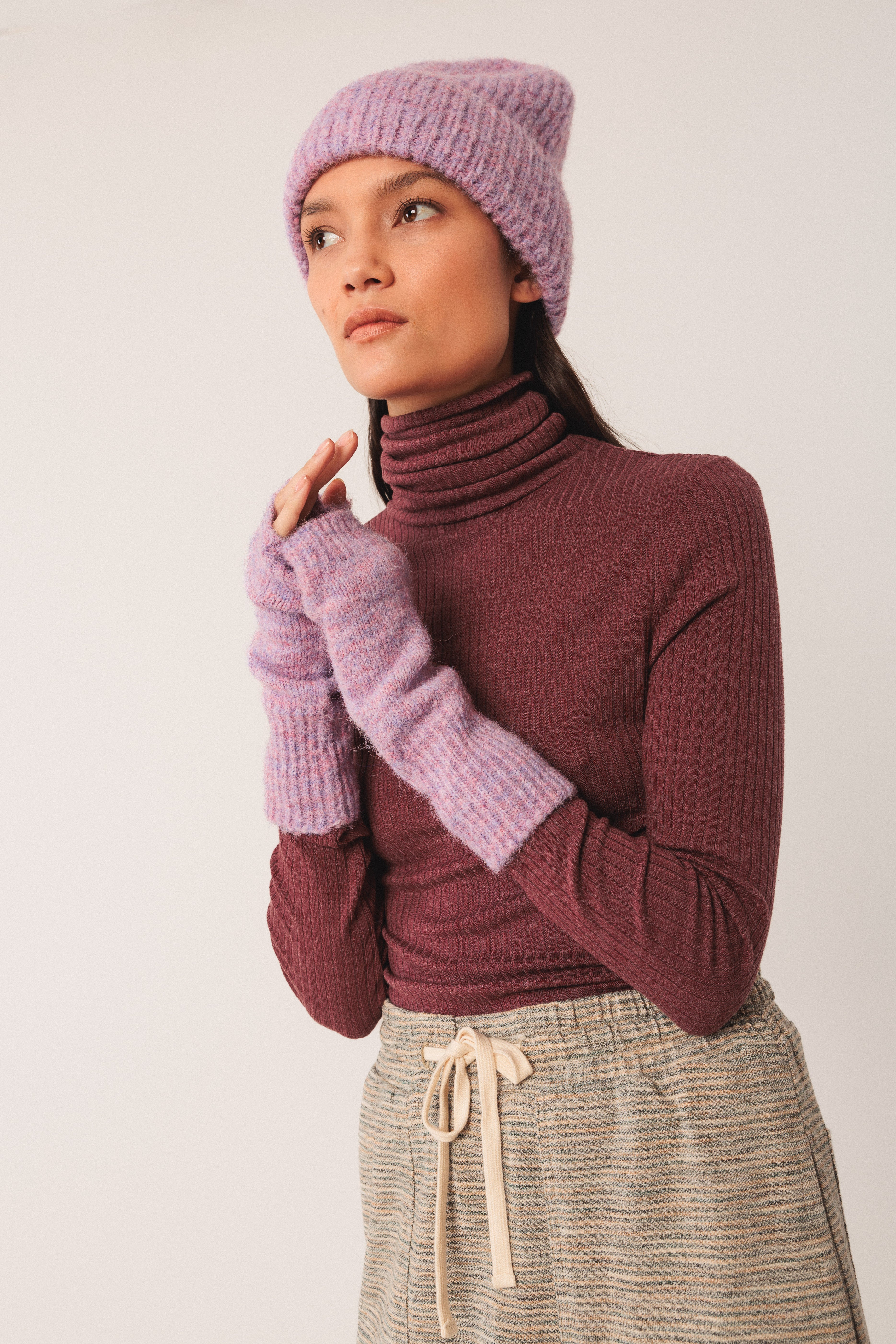 Indi & Cold Colourful Knitted Beanie (RD701) - Malva