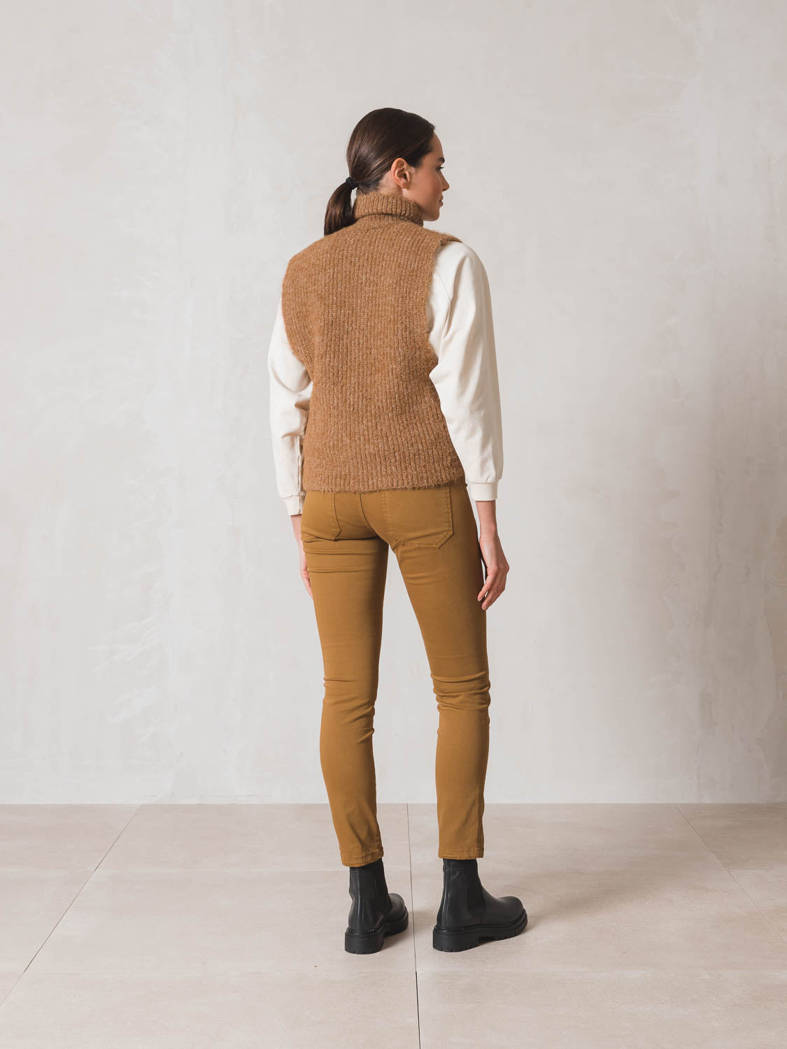 Indi & Cold Turtleneck Knitted Waistcoat (RD873) - Camel
