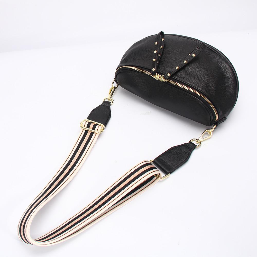 Roman Holiday Bag - Black/Multi Stripe Strap/Gold