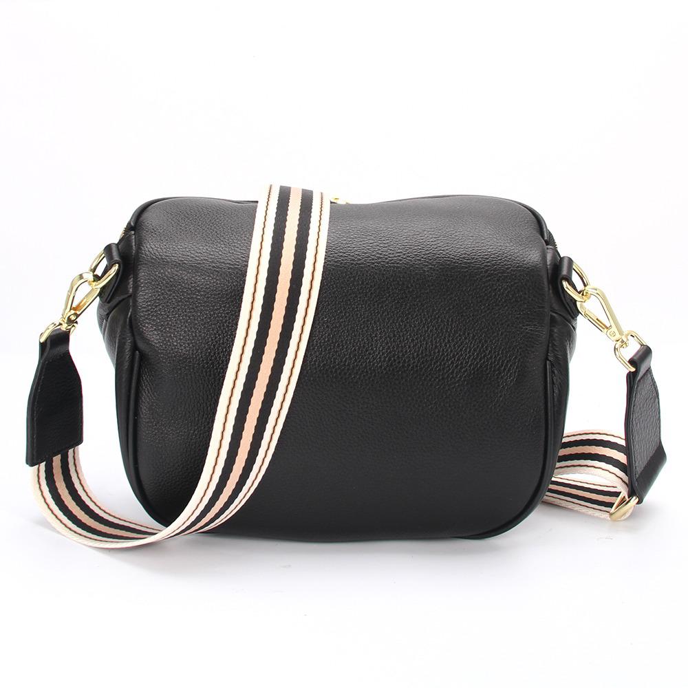 Roman Holiday Bag - Black/Multi Stripe Strap/Gold