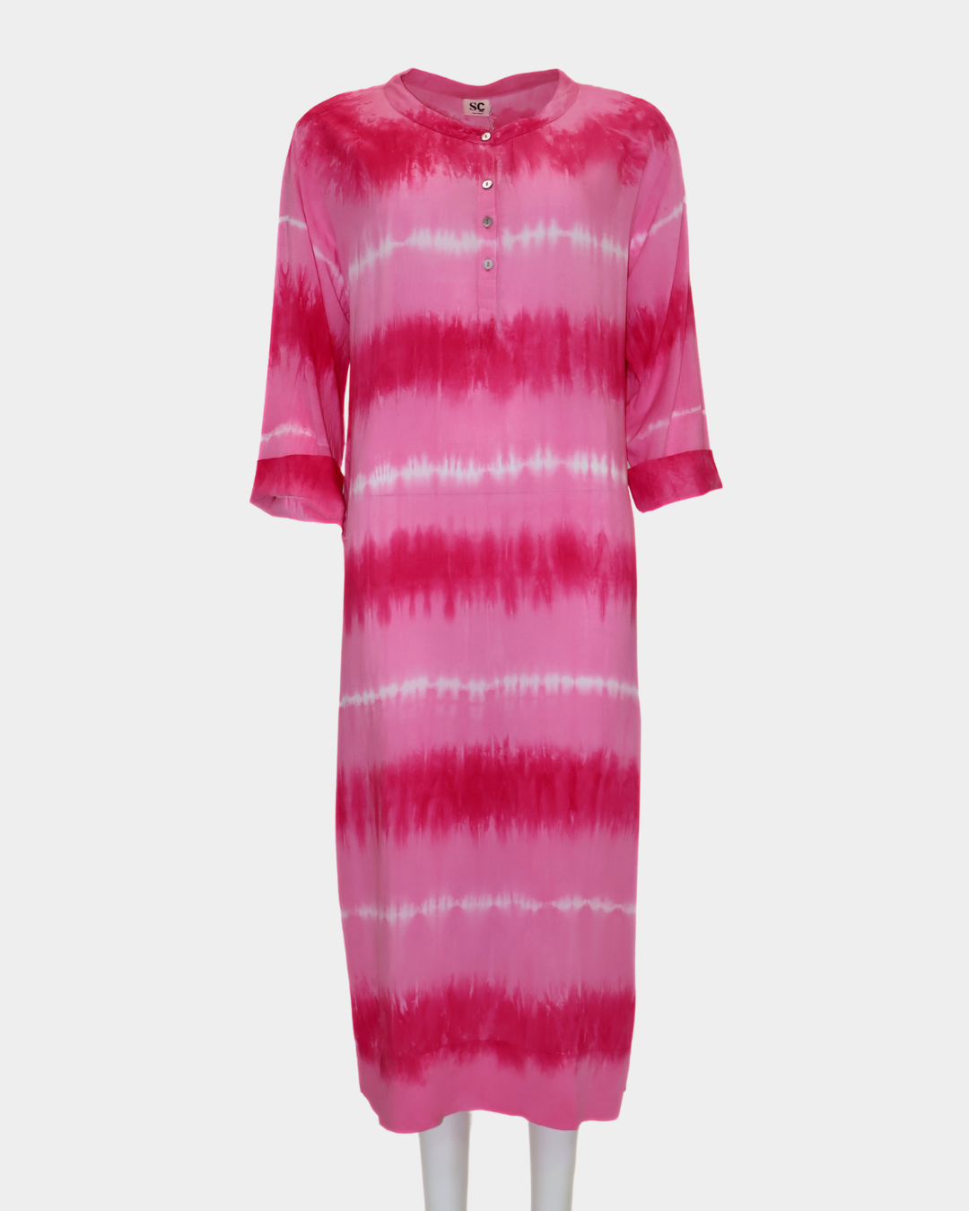 SC Algave Shift Dress - Pink/White Striped Tie Dye