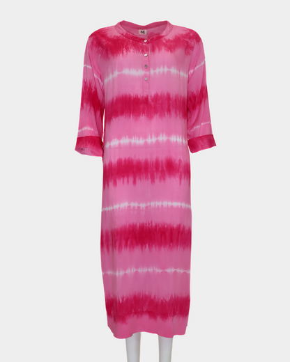 SC Algave Shift Dress - Pink/White Striped Tie Dye