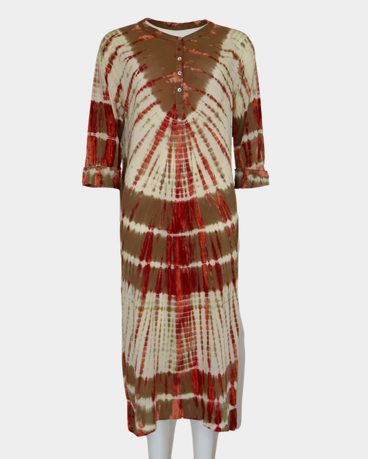 SC Algave Shift Dress - Natural/Red Tie Dye