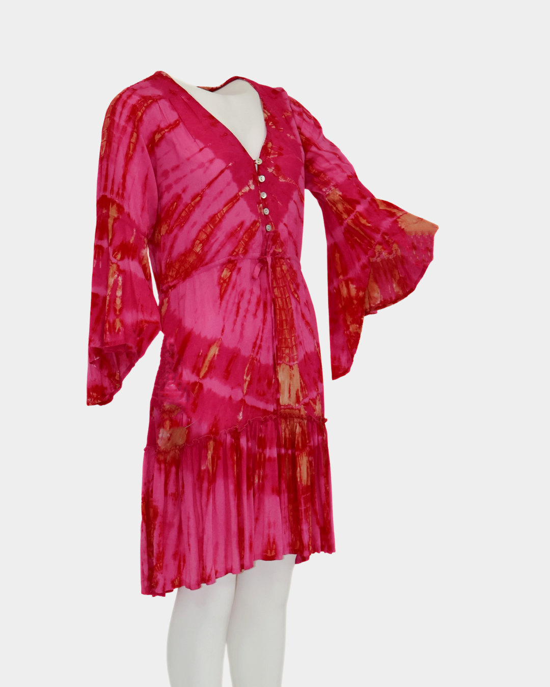 SC Ipanema Flared Sleeve Dress - Pink Tie Dye