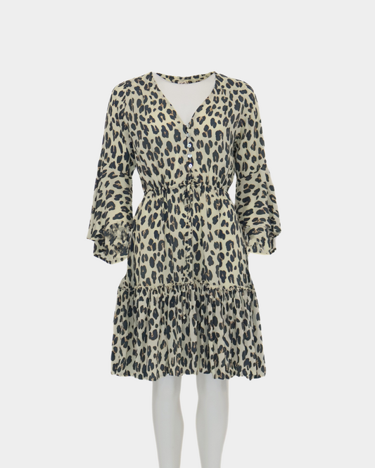 SC Ipanema Flared Sleeve Dress - Leopard Print