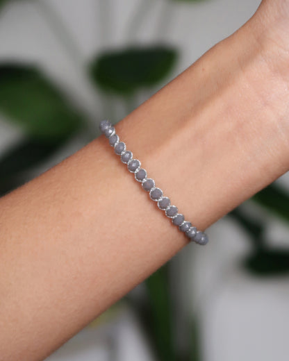 SC Crystal Drawstring Bracelet Silver Thread - Grey Silver