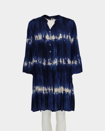 SC Nazare Tiered Dress - Navy Tie Dye