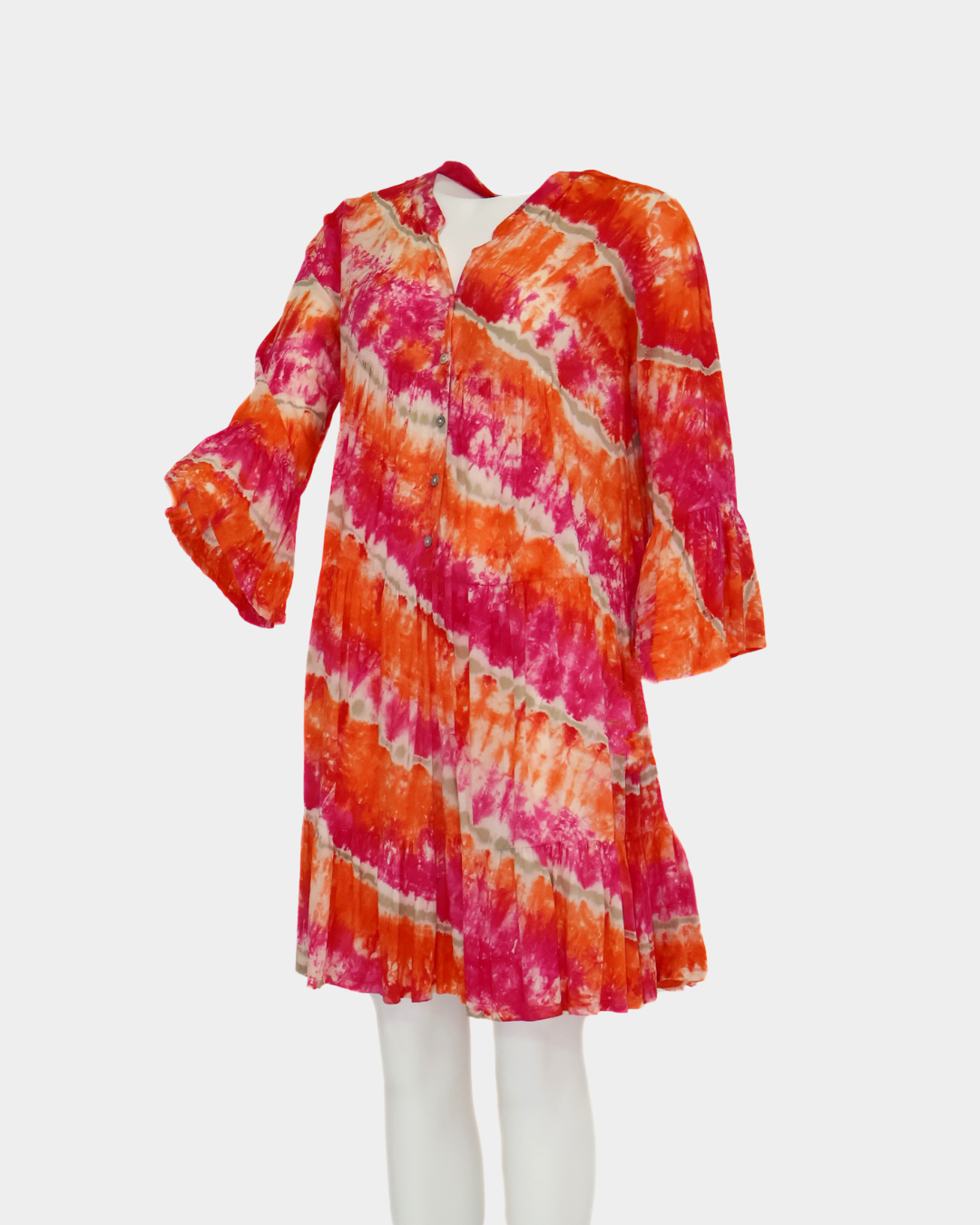 SC Nazare Tiered Dress - Pink/Orange Tie Dye