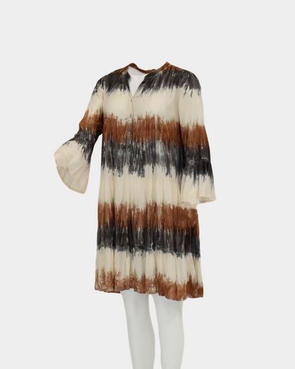 SC Nazare Tiered Dress - Natural Stripe Tie Dye