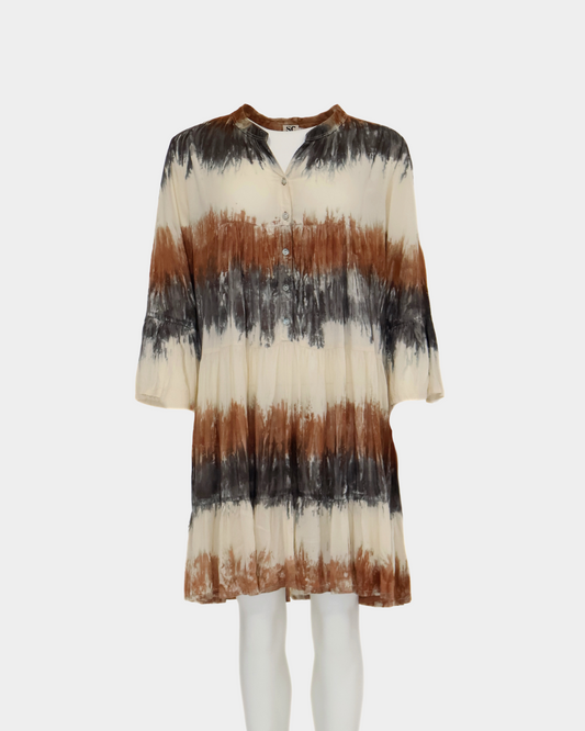 SC Nazare Tiered Dress - Natural Stripe Tie Dye