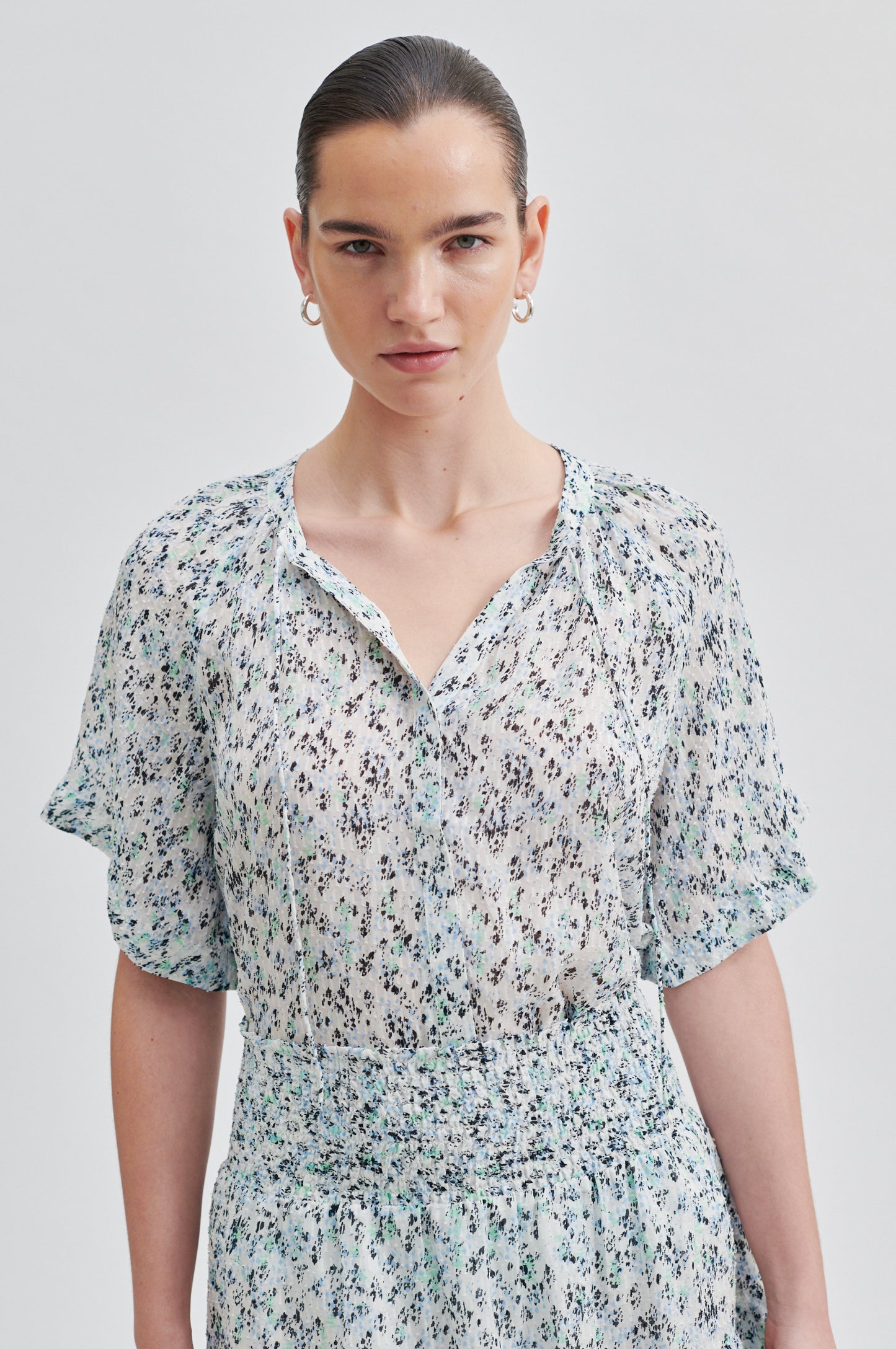 Second Female Elle Printed Shirt - Alaskan Blue