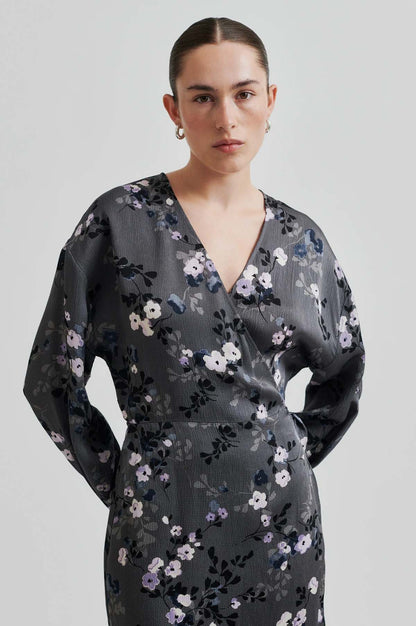 Second Female Florana Wrap Dress - Volcanic Ash