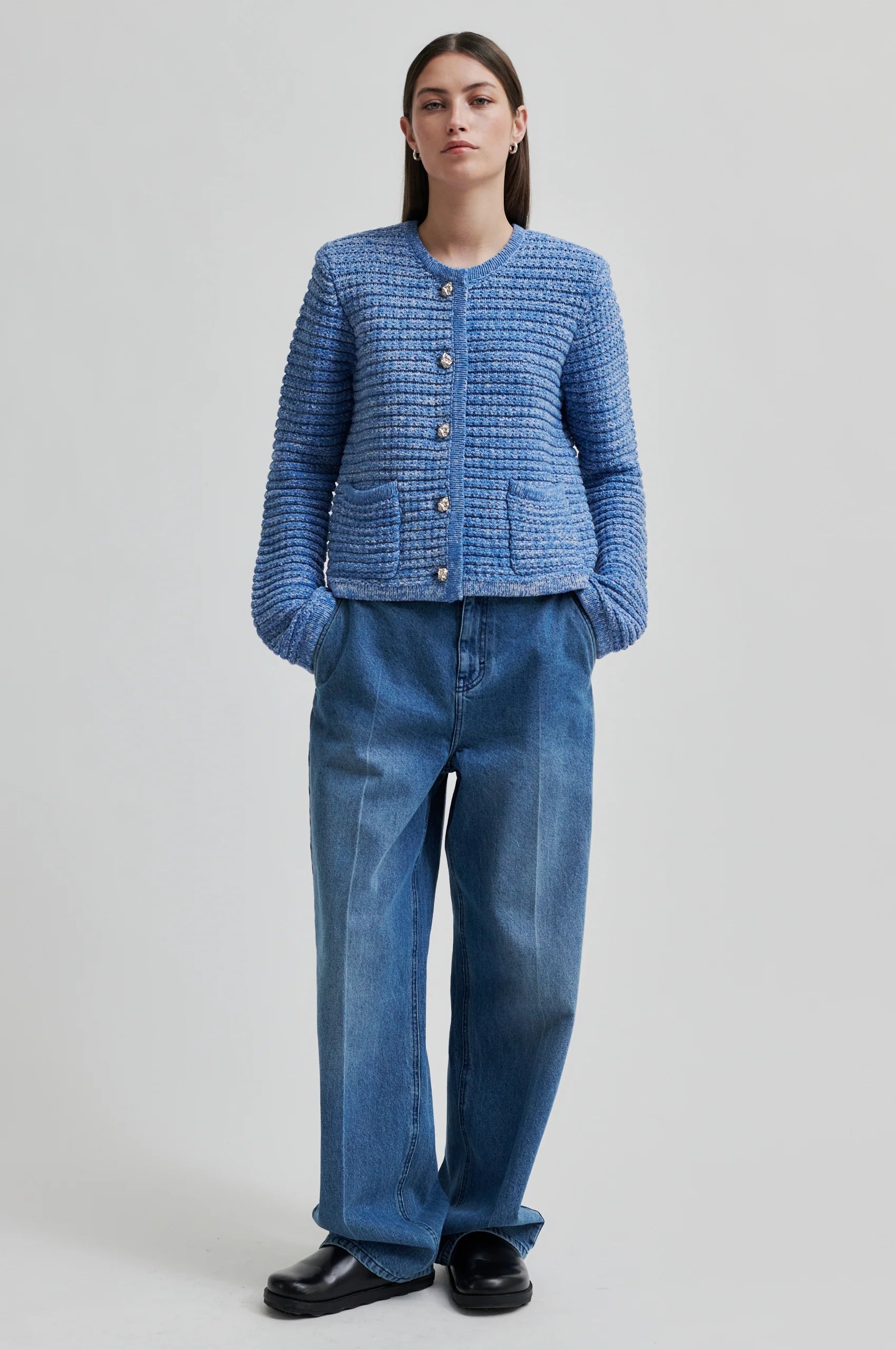 Second Female Grenada Knit Cardigan - Granada Sky