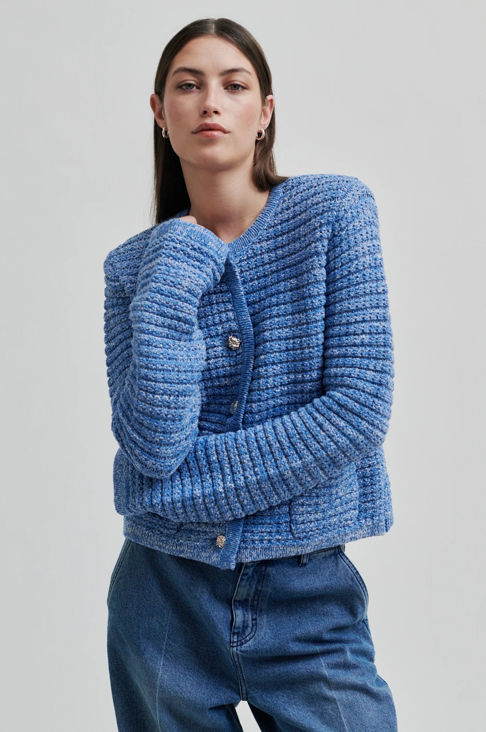 Second Female Grenada Knit Cardigan - Granada Sky