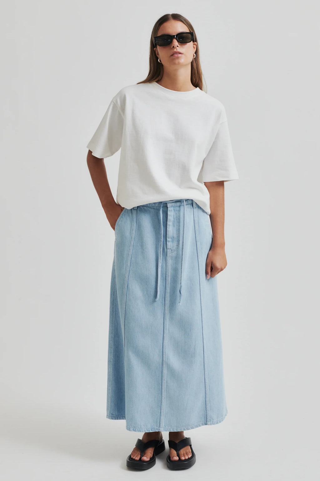 Second Female Irvin Denim Skirt - Light Blue Denim