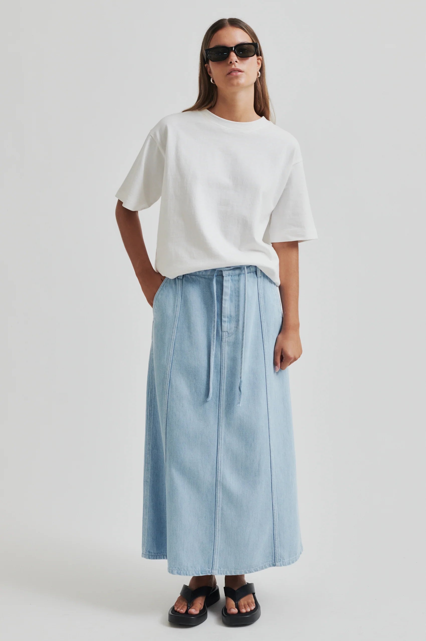 Second Female Irvin Denim Skirt - Light Blue Denim