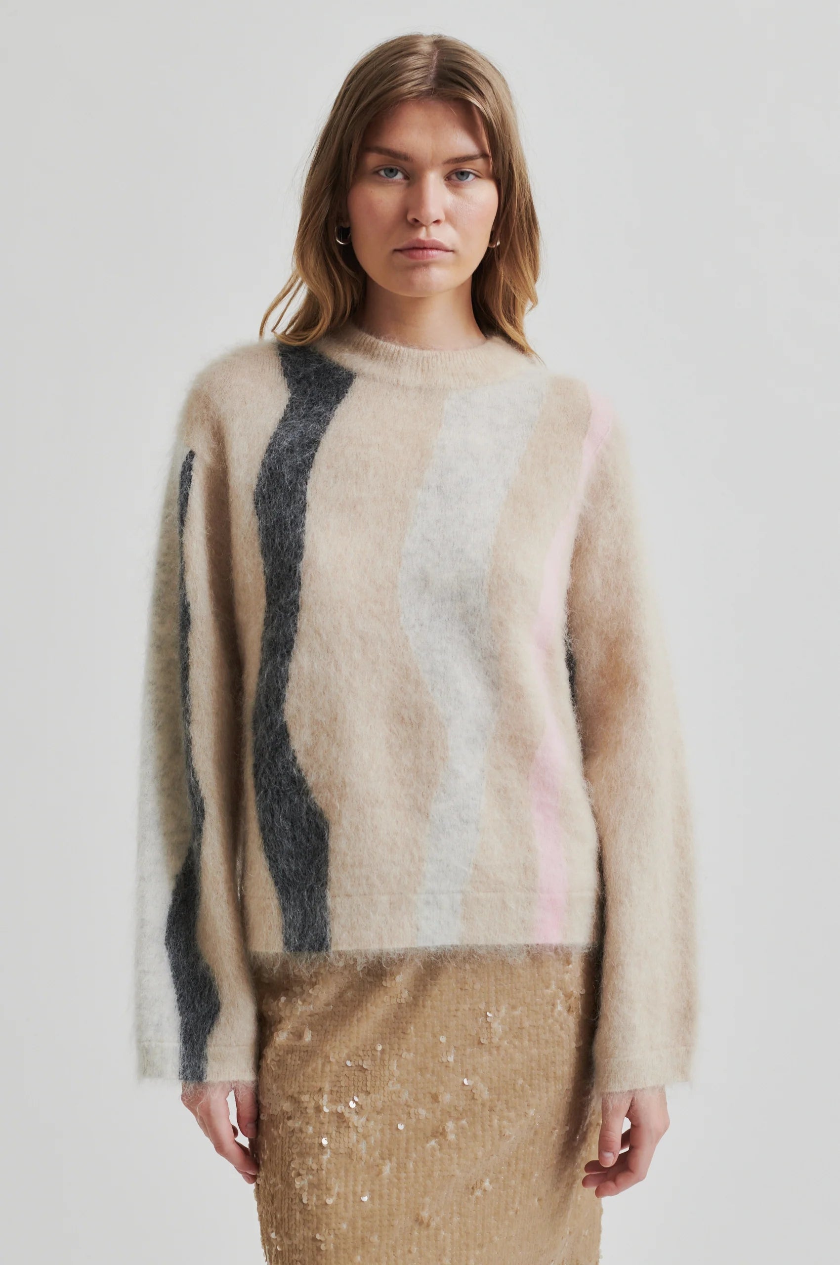 Second Female Marbel O-Neck Knit - Trench Coat